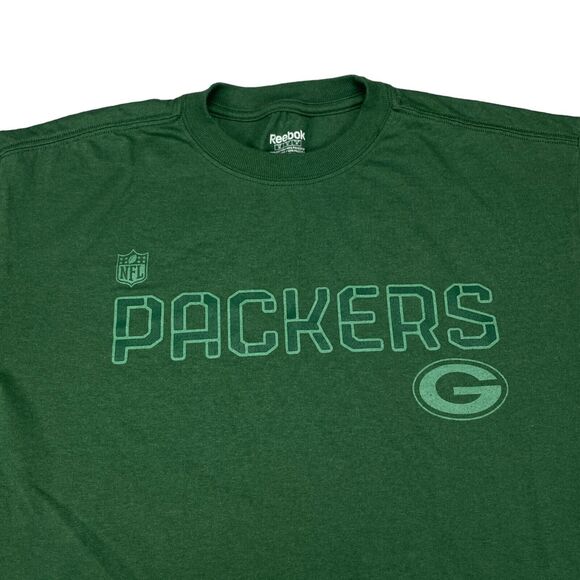 Green Bay Packers T Shirt Mens Medium Green Reebok NFL Football Sports Crew Neck - Picture 10 of 11